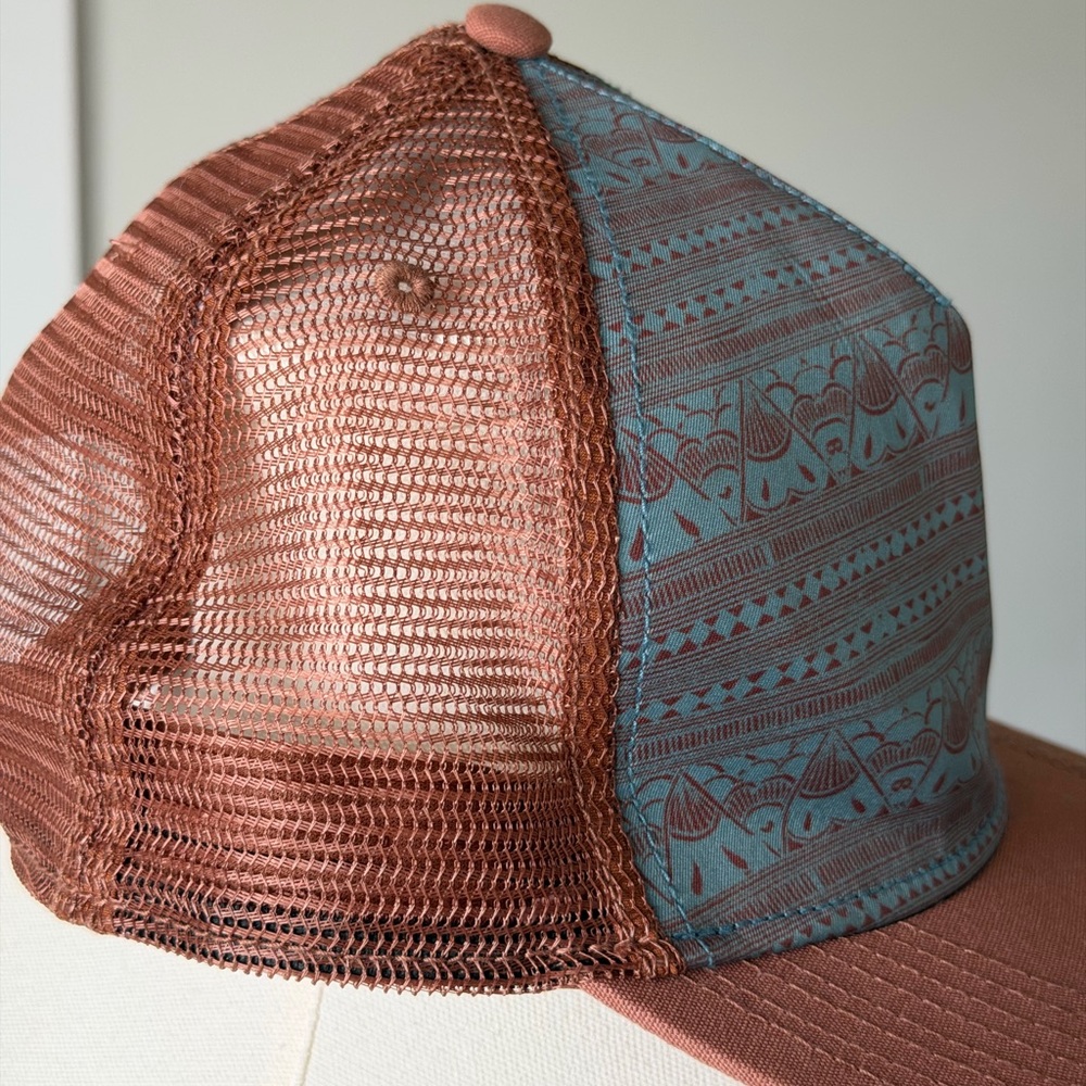 Prana Unisex Roots Studio Trucker Brown and Blue Mash Back Mountain Graphic Cap - Picture 6 of 11